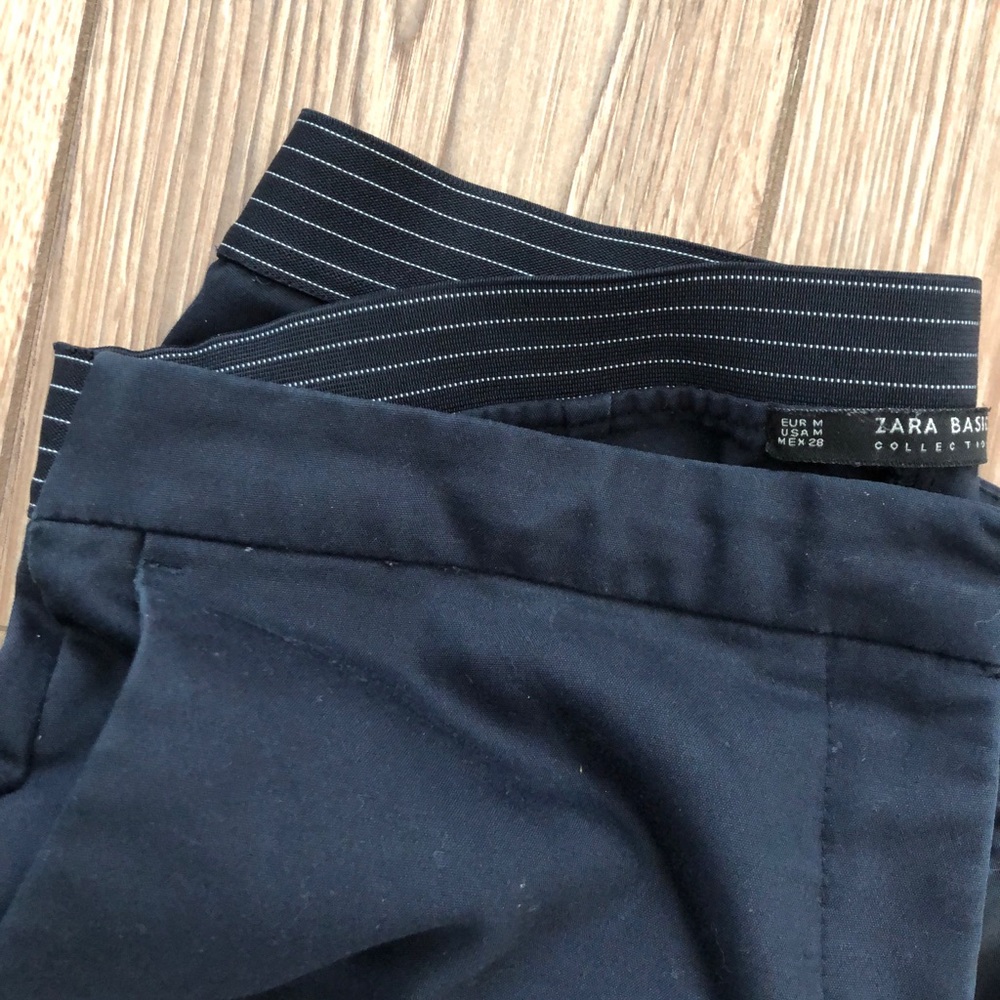 Zara Elastic Waist Ankle Pant - Navy - Size M